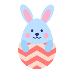 Obraz premium Blue Bunny Sitting on Pink Egg Vector illustration of Easter cartoon