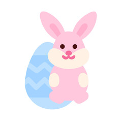Pink Bunny Holding Easter Egg Vector illustration 