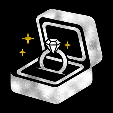silver ring in box with gold stars clip art preview