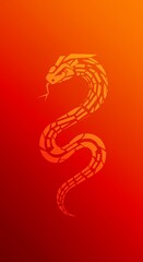 Obraz premium Abstract Orange Serpent Design Geometric Snake Red Gradient Background Reptile Illustration Modern