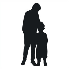 Brother and Sister Silhouettes vector illustration