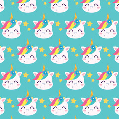Unicorn pattern. Vector illustration in flat style