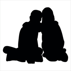 Brother and Sister Silhouettes vector illustration