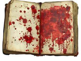 Bloodstained Vintage Book with Grungy Pages and Crimson Splatters