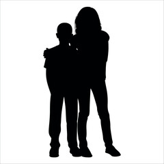 Brother and Sister Silhouettes vector illustration