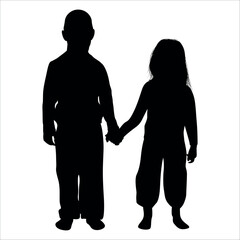 Brother and Sister Silhouettes vector illustration