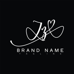 ZZ Handwritten initial letter with love . ZZ simple signature vector logo with Hart shape variation, beauty, photography letter logo design. ZZ