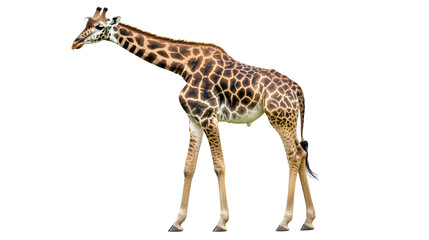 Naklejka premium A Towering Giraffe Strides Gracefully Across the Savanna