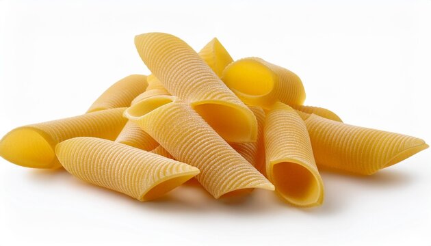 italian pasta gomiti rigati on white background