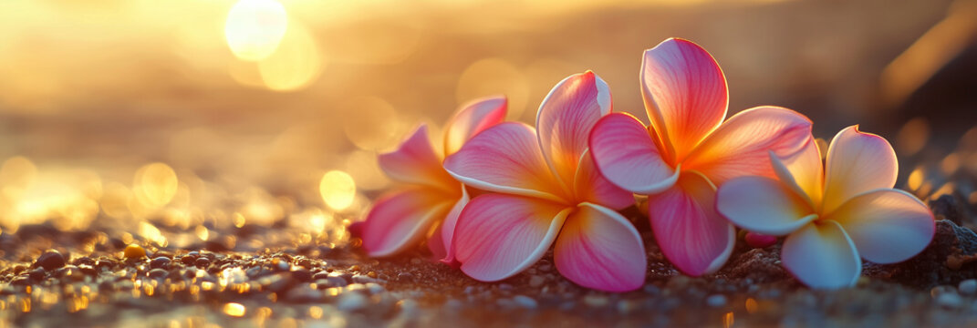 Flower Background with Plumeria in Sunset