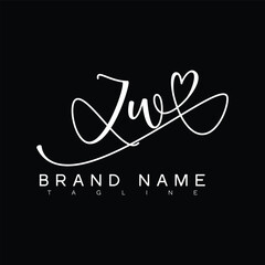 ZW Handwritten initial letter with love . ZW simple signature vector logo with Hart shape variation, beauty, photography letter logo design. ZW