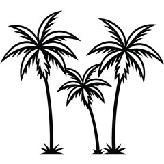 Fototapeta premium Stylish Palm Tree Vector Illustration, Group of Attractive Palm Trees in Minimalist Design on a White Background, Perfect for Tropical and Summer-Themed Graphics