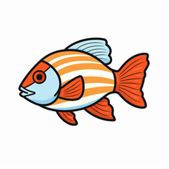 Fototapeta premium Fresh Fish Fillet Vector Icon in Flat Design Style food meal lunch 