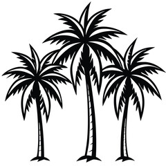Obraz premium Stylish Palm Tree Vector Illustration, Group of Attractive Palm Trees in Minimalist Design on a White Background, Perfect for Tropical and Summer-Themed Graphics