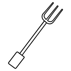   garden fork line art vector illustration
