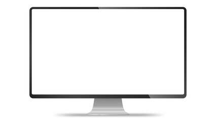 Computer monitor display with empty screen. Png overlay