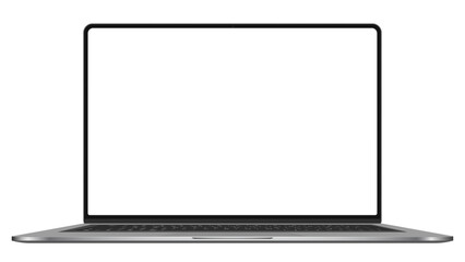 Isolated laptop mockup without background with blank screen. Stock royalty free. Png overlay
