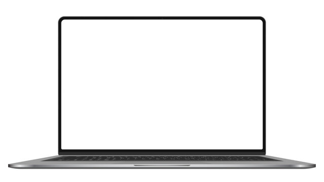 Isolated laptop mockup without background with blank screen. Stock royalty free. Png overlay

