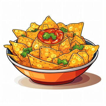 orange bowl of nachos with tomato clip art preview