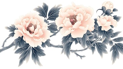 Elegant Peach Peonies Branching Beautifully