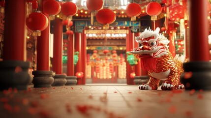 Red Dragon Lantern Festival Chinese New Year Celebration