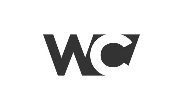 WC creative geometric initial based modern and minimal logo. Letter w c trendy fonts.