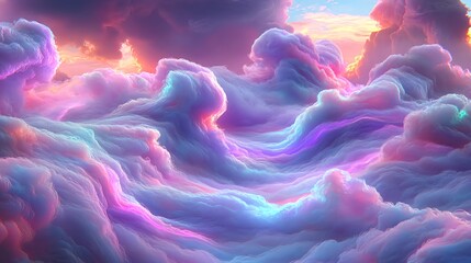 Dreamy Abstract Pastel Clouds with Soft Light and Textured Strokes