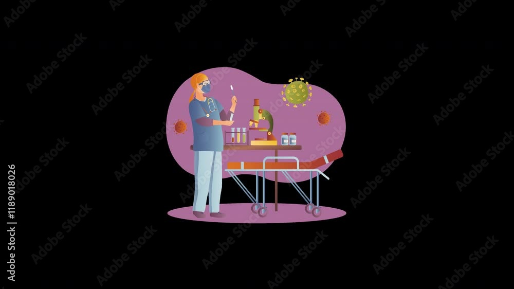Aufkleber a healthcare professional analyzing samples in a lab environment with a microscope, showcasing a sci