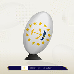 Rhode Island Rugby Ball on Rugby Kicking Tees with Modern Design.