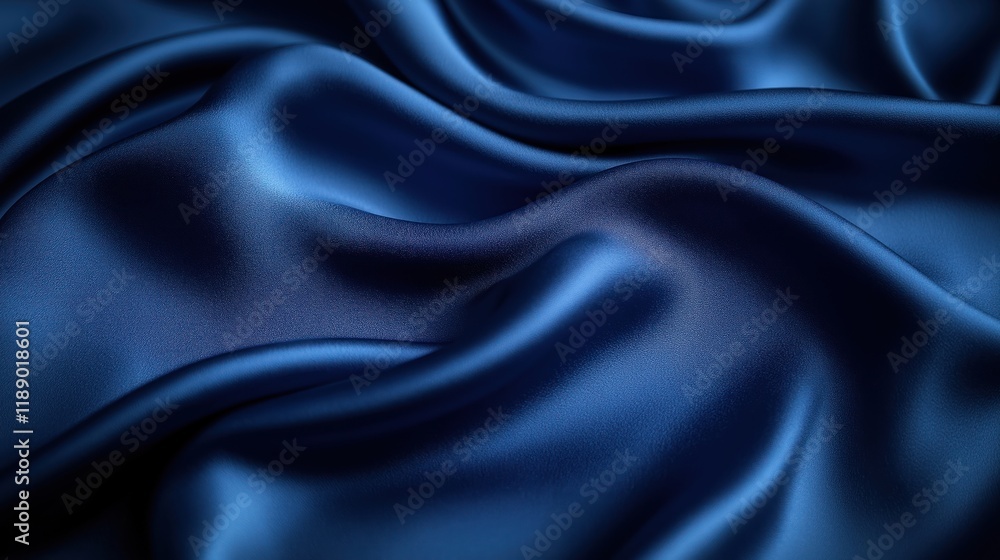 Poster close-up view of smooth blue fabric with elegant folds. soft material texture is prominent. abstract