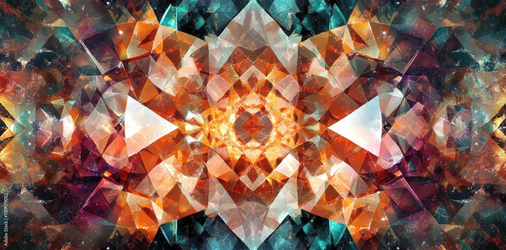 Poster abstract gemstone kaleidoscope pattern displaying vivid colors
