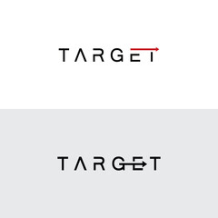 letter of target logo design vector icon elements symbol illustrations. Word target with arrow vector. Vector illustration on white background.

