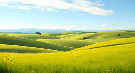 Obraz premium green field and blue sky illustration