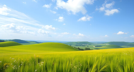 Obraz premium green field with blue sky