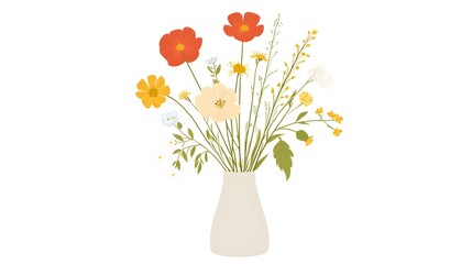Colorful wildflowers arranged in a simple vase