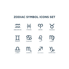 Zodiac horoscope icons set in simple style isolated vector illustration.
