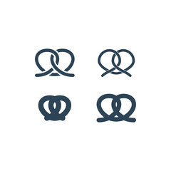 Pretzel icons set in simple style isolated vector illustration.