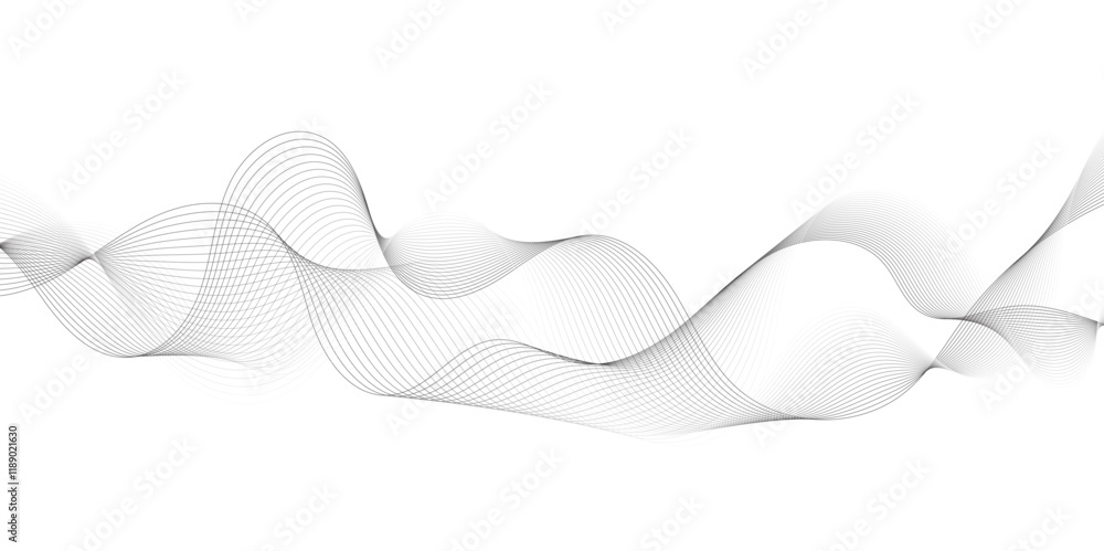Leinwandbilder Abstract grey, white smooth element swoosh speed wave modern stream background. Wave with lines created using blend tool. Abstract frequency sound wave lines and twisted curve lines background.	