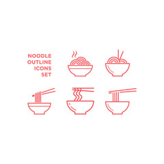 Noodle icons set. Asian food bar logo. Vector illustration.