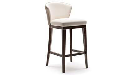 Contemporary bar stool with a curved back and high-density foam cushion, on white