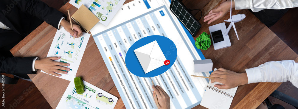 Poster email notification message showing on computer screen brisk. digital marketing message information t