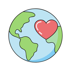 earth with a heart vector icon, earth with a heart vector illustration - simple illustration of earth with a heart, perfect for logos,and earth with a heart -themed designs.