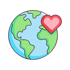 earth with a heart vector icon, earth with a heart vector illustration - simple illustration of earth with a heart, perfect for logos,and earth with a heart -themed designs.