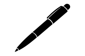 Elegant Pen Silhouette Icon on Clean White Background