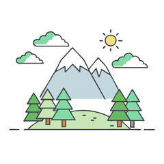 Obraz premium mountains and trees vector icon, mountains and trees vector illustration - simple illustration of mountains and trees, perfect for logos,and mountains and trees -themed designs.