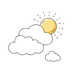 sun and clouds vector icon, sun and clouds vector illustration - simple illustration of sun and clouds, perfect for logos,and sun and clouds -themed designs.
