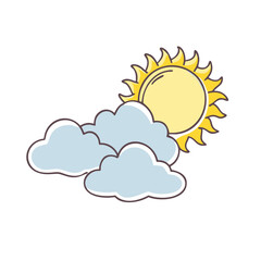 sun and clouds vector icon, sun and clouds vector illustration - simple illustration of sun and clouds, perfect for logos,and sun and clouds -themed designs.
