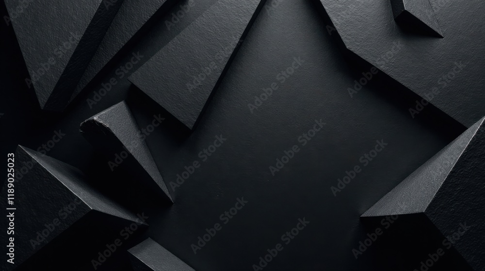 Poster Abstract Dark Geometric Shapes Background with Copy Space