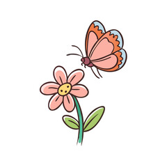 butterfly on flower vector icon, butterfly on flower vector illustration - simple illustration of butterfly on flower, perfect for logos,and butterfly on flower -themed designs.