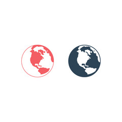 Globe icons set isolated flat design.